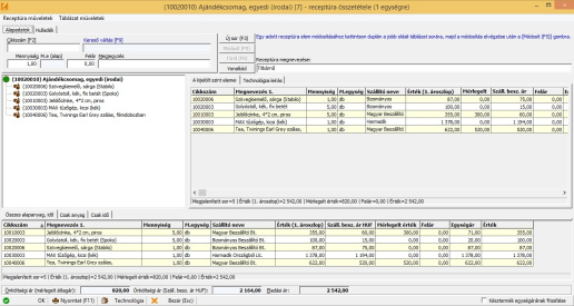 Cikk receptúra módosítása