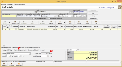 Ügynök infó vevői számlában