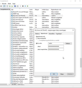 ACTUAL szerver felhasználói adatok beállítása